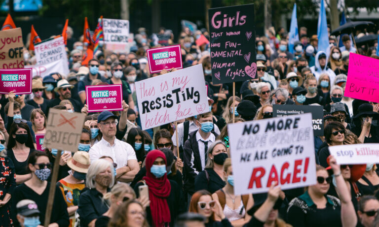 Fair Agenda Crowd protest